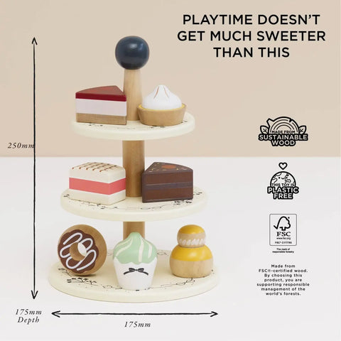 Wooden Toy Cake Stand & Treats