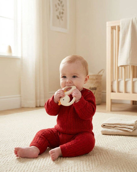 Bitzy Shake™ Silicone Teether with Rattle - Goose