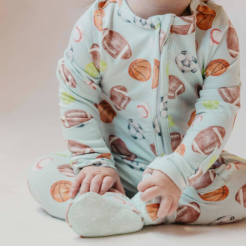 Zip-Up Footie Pajama - Sports Medley