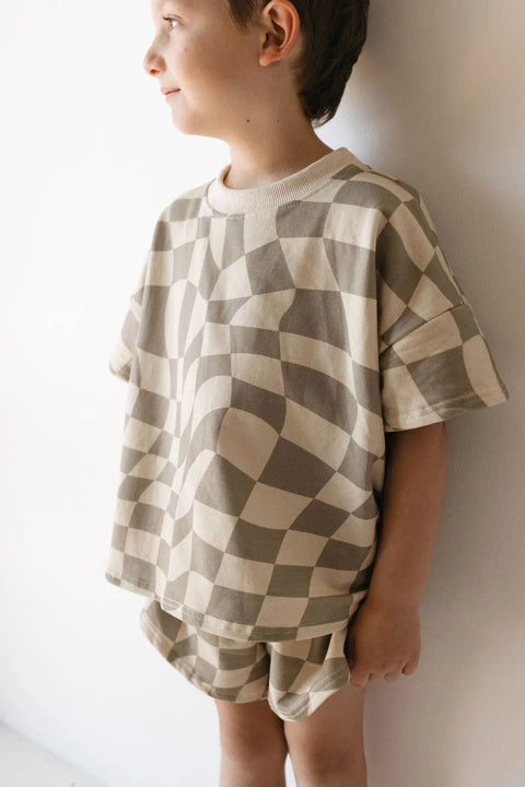 Short Set | Wavy Checkerboard