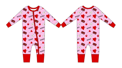 Valentine's Day Love Letter Bamboo Zipper Pajama for Babies