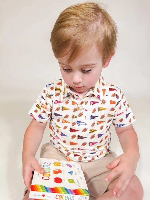 Varsity Football Flags Short Sleeve Polo Shirt