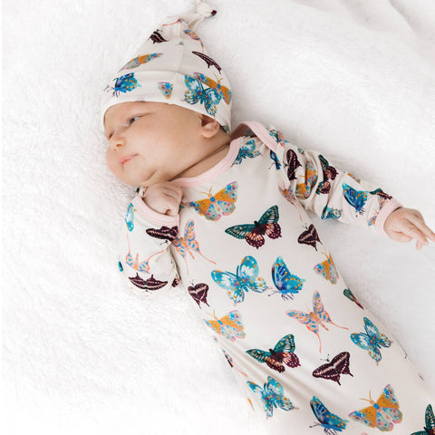 Wings of Paradise Butterflies Bamboo Gown and Hat Newborn Baby Gift Set