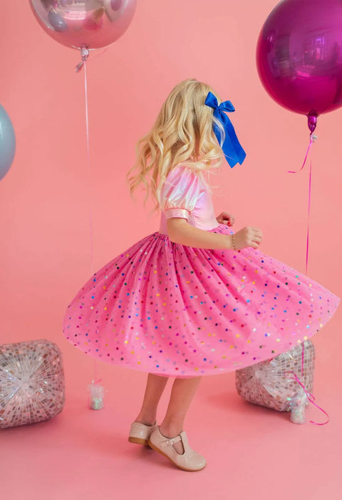 Diana Dress - Pink Confetti Lamé