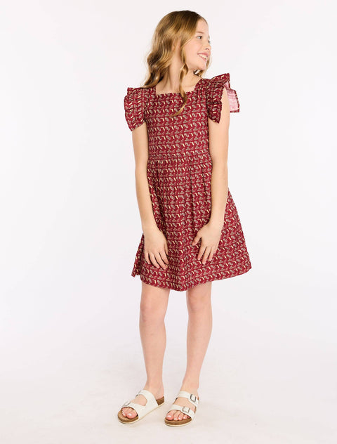 FSU Twill Flutter Sleeve Dress
