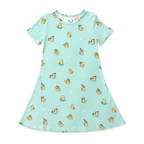 Bamboo Short Sleeve Dress - Rubber Ducky