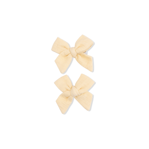 2 Pack Bow Clips - Solid Muslin Italian Straw