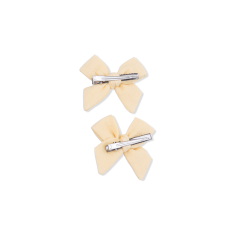 2 Pack Bow Clips - Solid Muslin Italian Straw