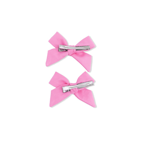 2 Pack Bow Clips - Solid Pink Drink