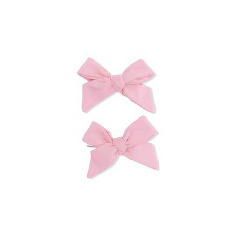 2 Pack Bow Clips - Solid Romance Rose