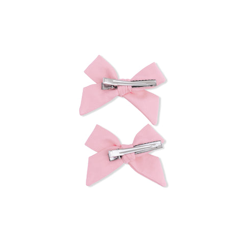 2 Pack Bow Clips - Solid Romance Rose