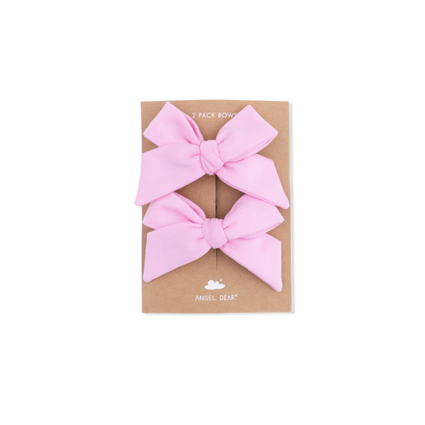 2 Pack Bow Clips - Solid Pink Frosting