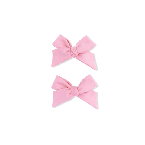 2 Pack Bow Clips - Solid Rose Elegance