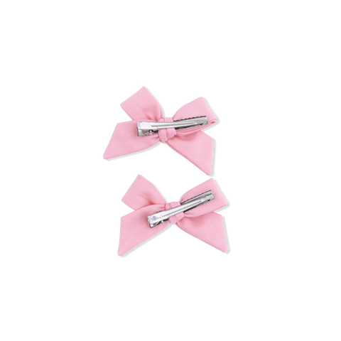 2 Pack Bow Clips - Solid Rose Elegance