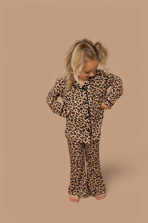 Girls Flare Bamboo Pajama Set - Leopard Dream
