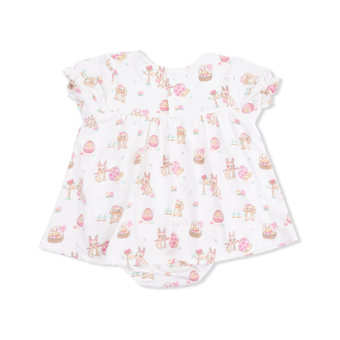 Smocked Ruffle Bubble with Skirt - Pink Easter Egg Hunt