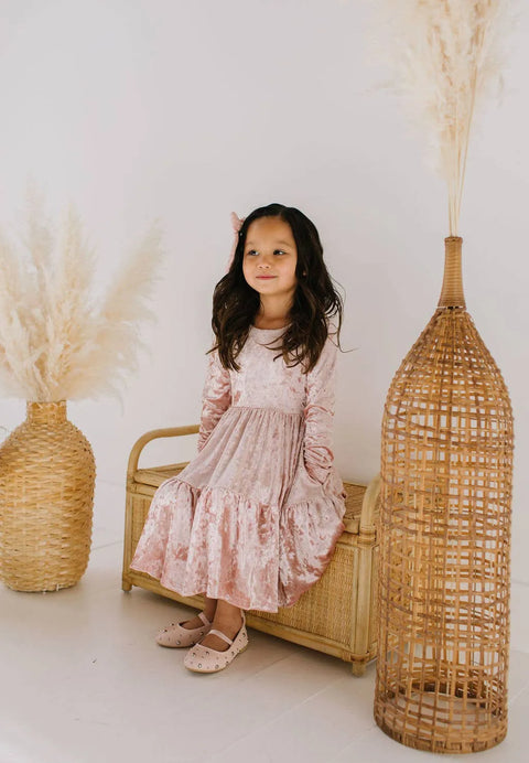 Gwendolyn Ruffle Dress in Crushed Blush