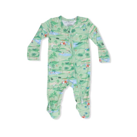 2 Way Zipper Footie - Golf Oasis Animals