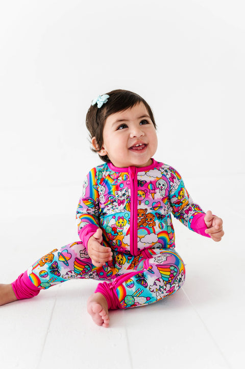 Wild Child Bamboo Convertible Footie for Baby Girls
