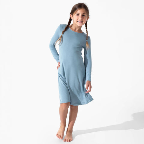 Girls Bamboo Long Sleeve Dress/Night Gown - Oasis