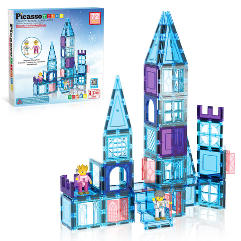 Winter Ice Castle Magnetic Building Tile Set (72 Pieces)