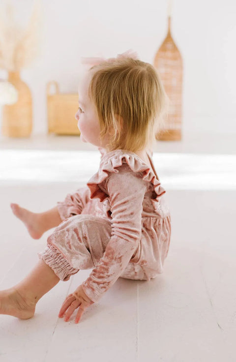 Mabel Bubble Baby Romper in Crushed Blush