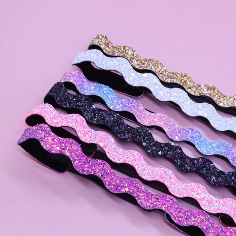 Adjustable No Slip Zig Zag Glitter Headbands