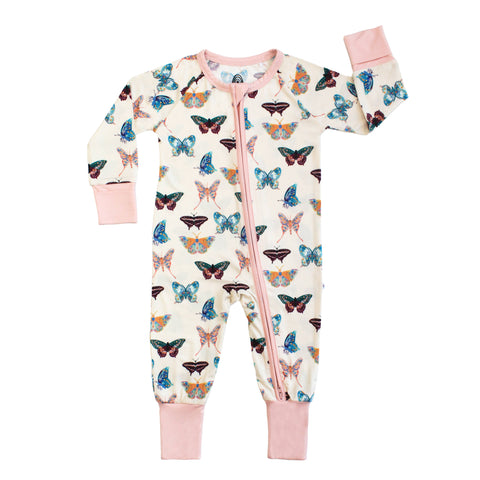 Wings of Paradise Butterflies Baby Bamboo Convertible Footie