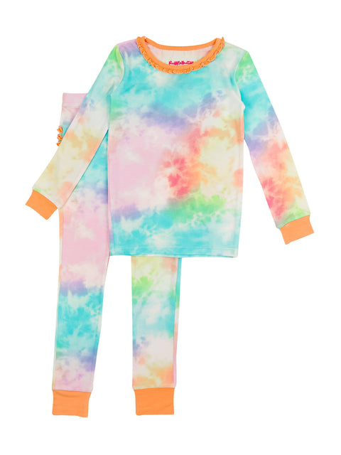 Rainbow Tie Dye Bamboo Ruffle Pajama Set