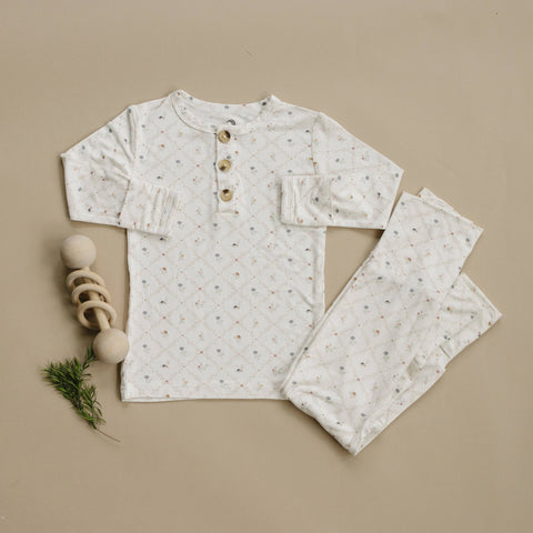 Vintage Blooms Floral Bamboo Henley PJ Set