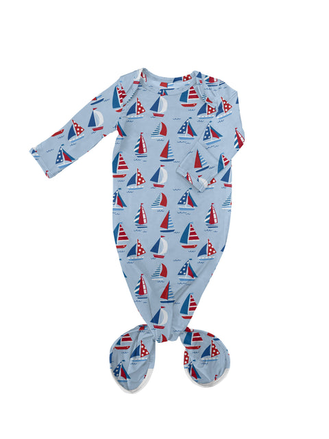 Sailboat Bamboo Knotted Infant Gown 
