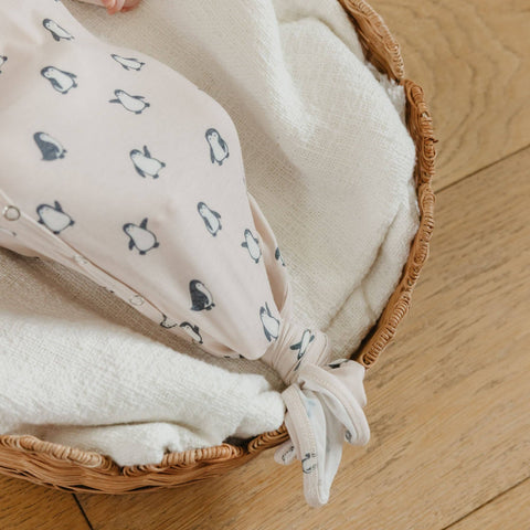 Newborn Knotted Gown - Penguins