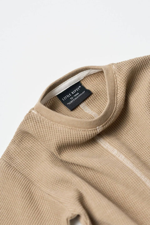 Acid Wash Waffle Tee - Mushroom