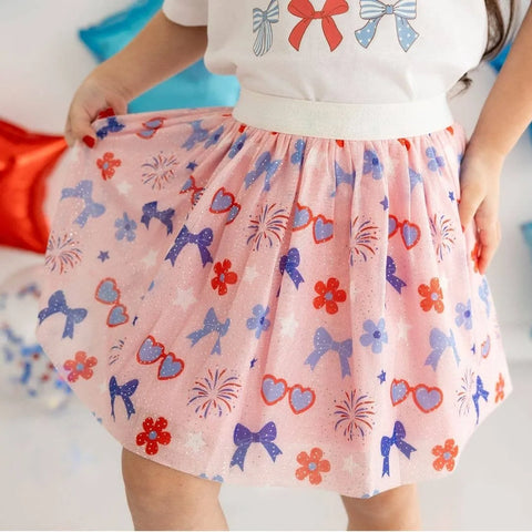 Red, White, & Cute Girls Tutu Skirt