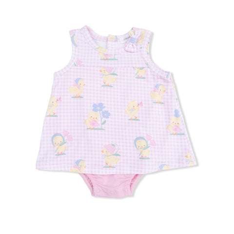 A-Line Bodysuit Dress - Pink Vintage Spring Ducklings