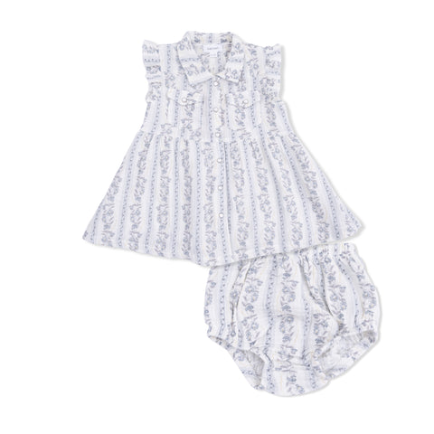 Western Pearlsnap Dress and Bloomer - Kimberly Floral Stripe