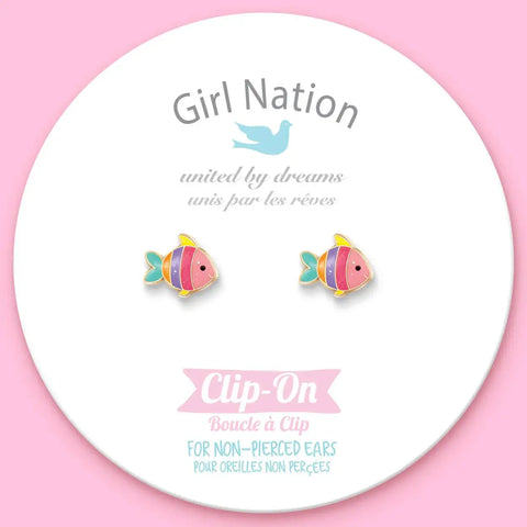 Clip On Cutie Earrings | Glitter Rainbow Fish