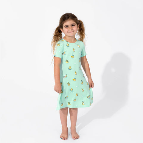 Bamboo Short Sleeve Dress - Rubber Ducky