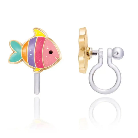 Clip On Cutie Earrings | Glitter Rainbow Fish