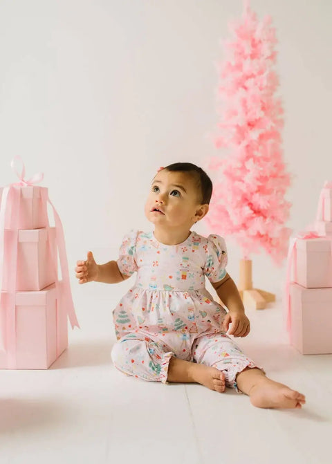 Puffed Rosie Romper in Sugar Plum
