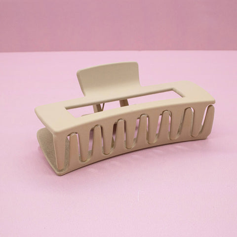 Large Square Matte Hair Claw Clip - Khaki