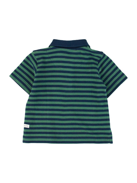 Fir Green & Navy Stripe Polo Shirt