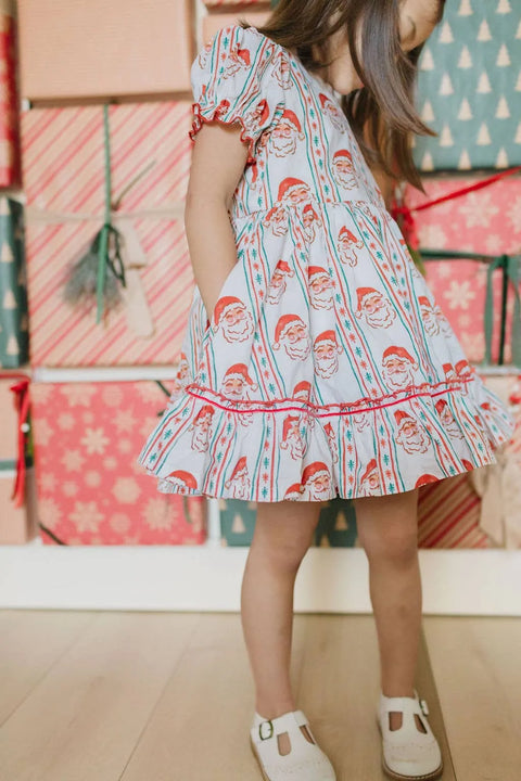 Aura Poplin Dress in Vintage Santa
