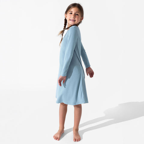 Girls Bamboo Long Sleeve Dress/Night Gown - Oasis