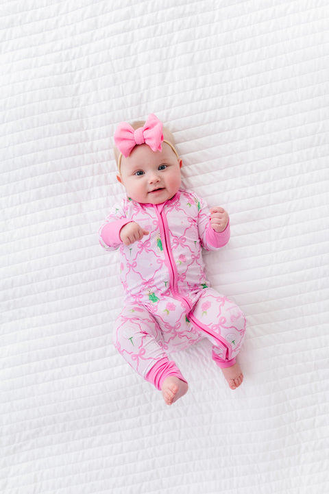 Masters Inspired Bamboo Convertible Footie - Pink