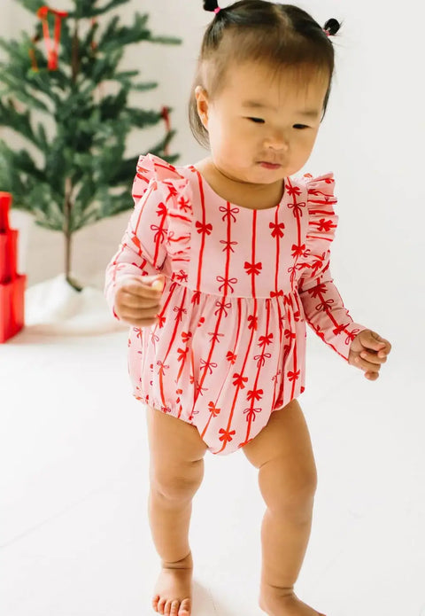 Leah Baby Romper in Dainty Bows