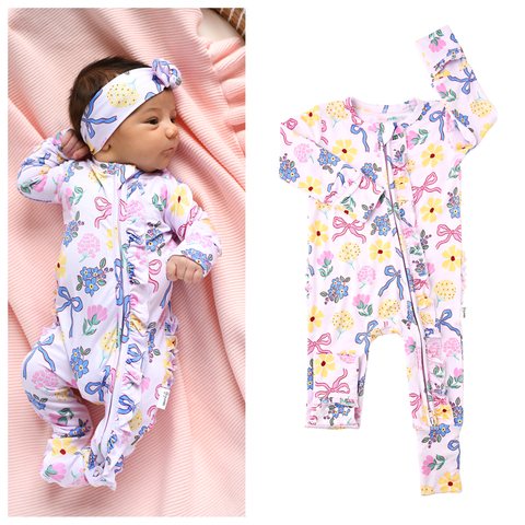 Evie Ruffle Zip Bamboo Pajama