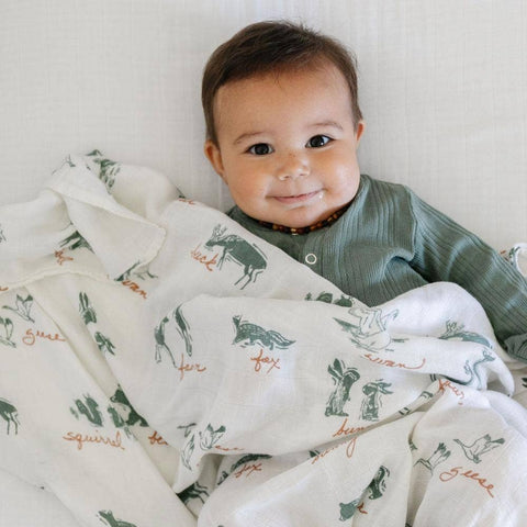 Bamboo Muslin Swaddle: Lakewood Animals