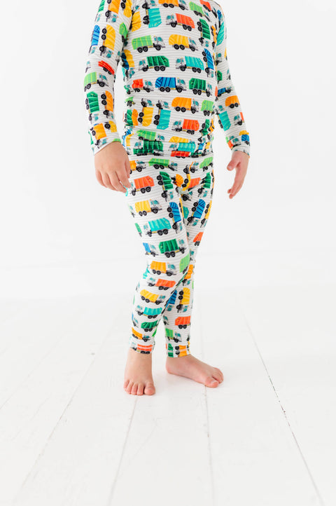 Garbage Truck Bamboo Long Sleeve Pajama Set for Boys