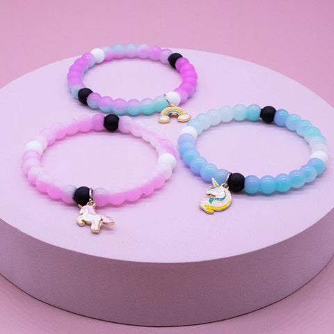 Glow in the Dark Unicorn Charm Bubble Bracelet